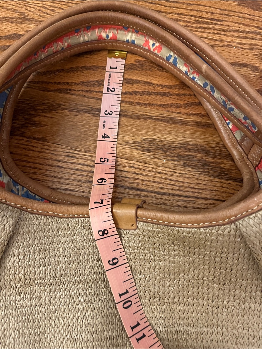 Rare Vintage UGG Australia Woven Straw Tote Bag Hobo – Tan Leather Trim - Picture 9 of 11